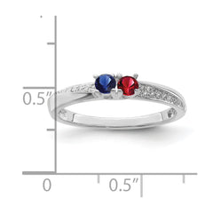 14K White Gold Family Jewelry Synthetic Stone & Diamond Set Ring - 32