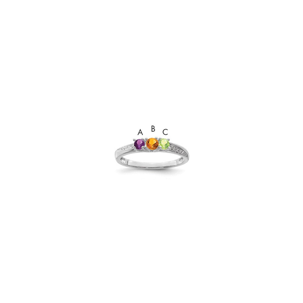 14K White Gold Family Jewelry Synthetic Stone & Diamond Set Ring - 45