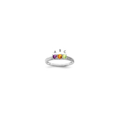 14K White Gold Family Jewelry Synthetic Stone & Diamond Set Ring - 45