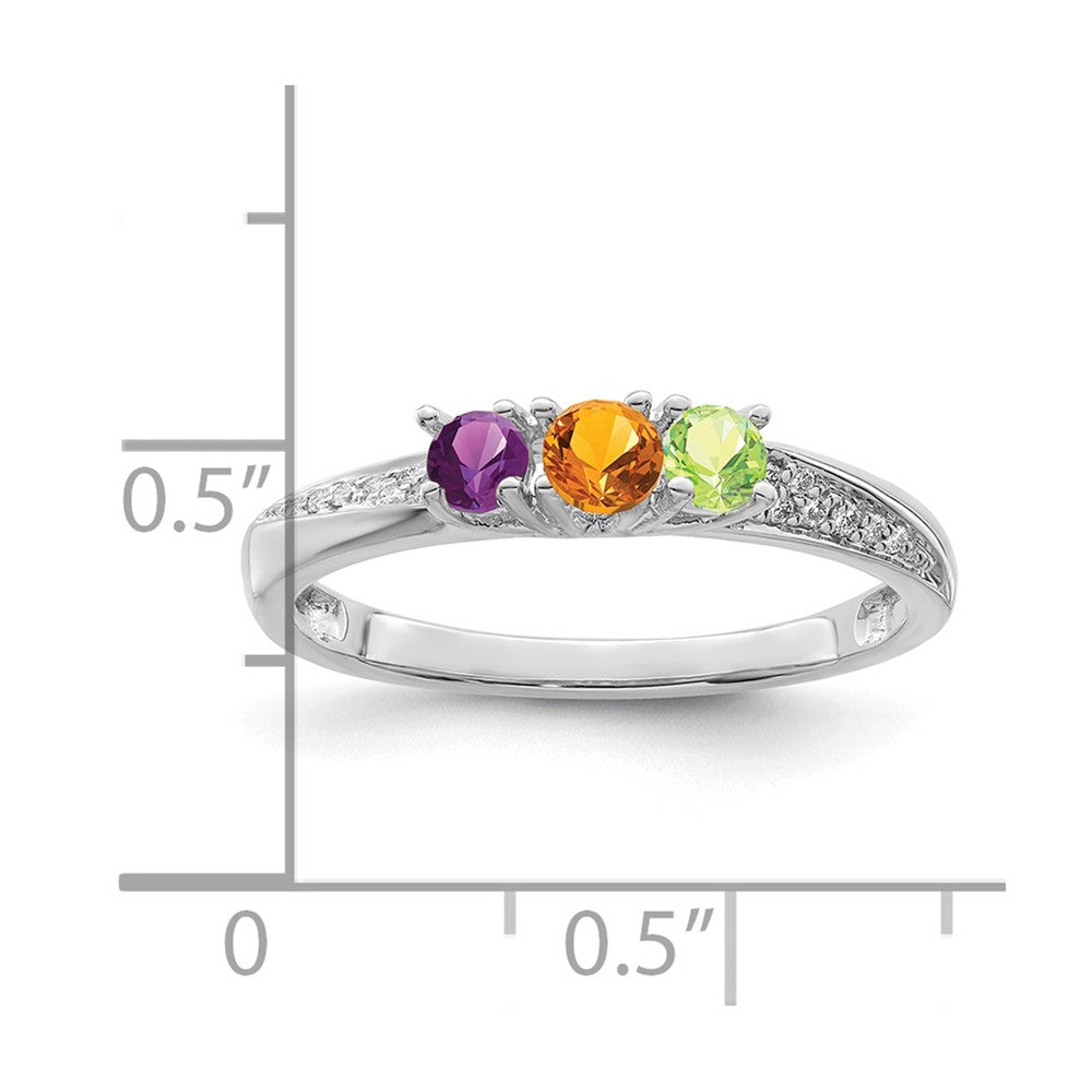 14K White Gold Family Jewelry Synthetic Stone & Diamond Set Ring - 45