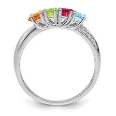 14K White Gold Family Jewelry Diamond Semi-Set Ring - 4