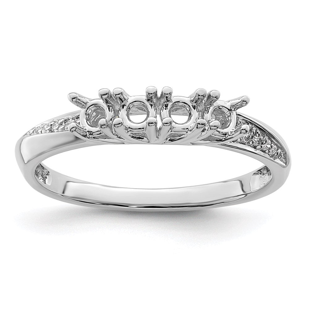 14K White Gold Family Jewelry Diamond Semi-Set Ring - 4