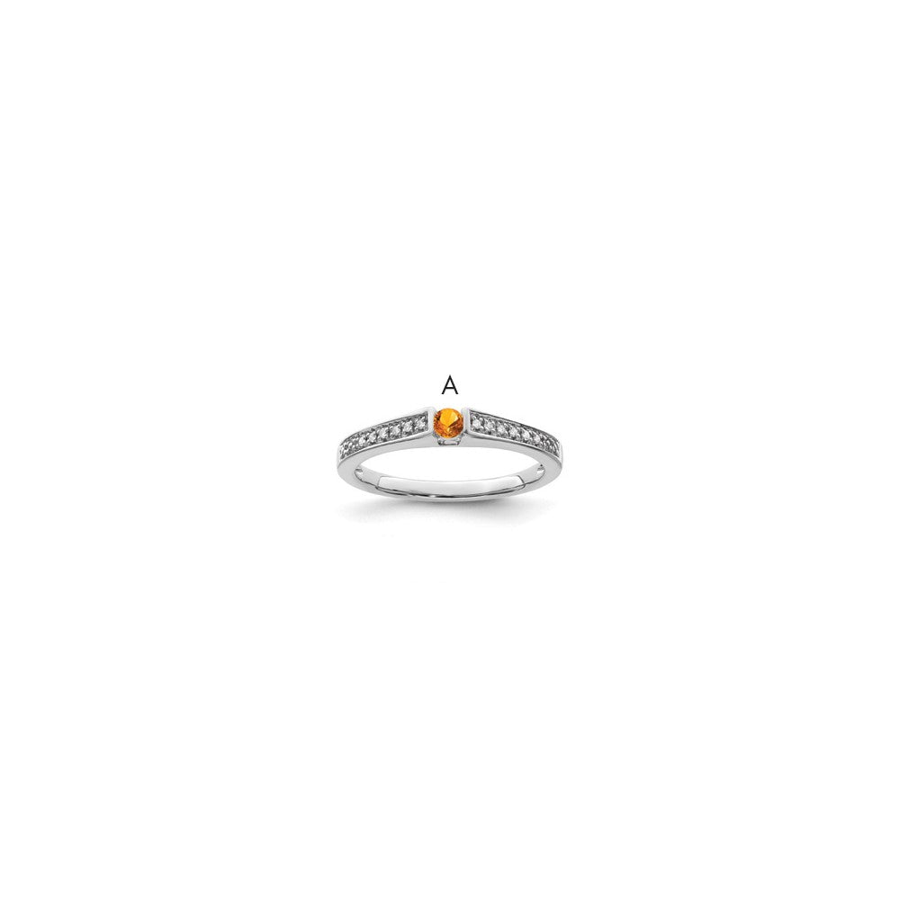 14K White Gold Family Jewelry Genuine Stone & Diamond Set Ring - 33