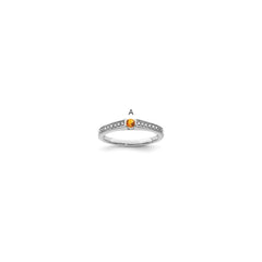 14K White Gold Family Jewelry Genuine Stone & Diamond Set Ring - 33