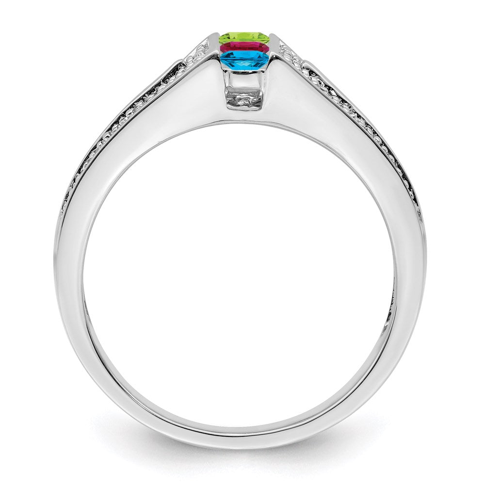 14K White Gold Family Jewelry Genuine Stone & Diamond Set Ring - 42