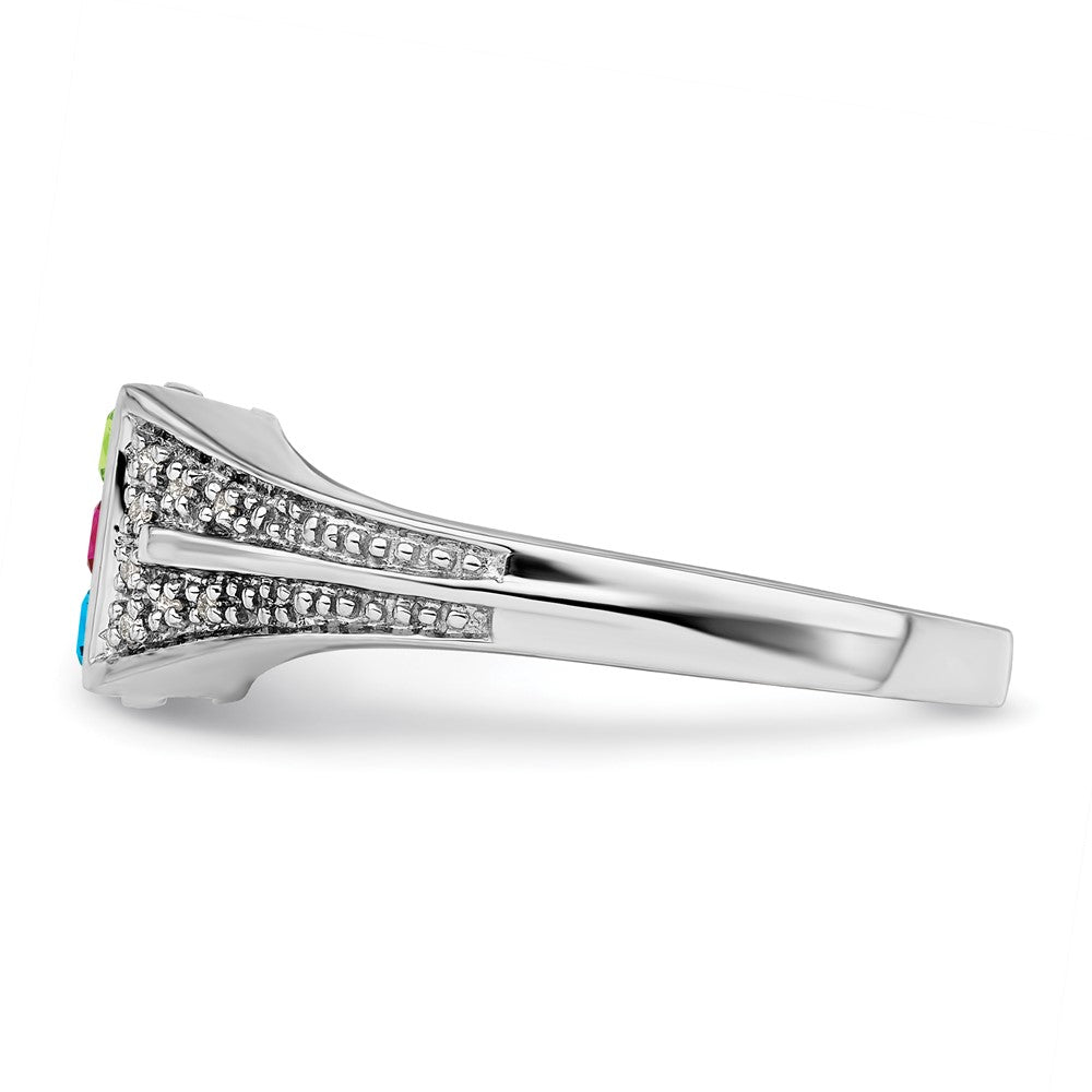 14K White Gold Family Jewelry Genuine Stone & Diamond Set Ring - 42