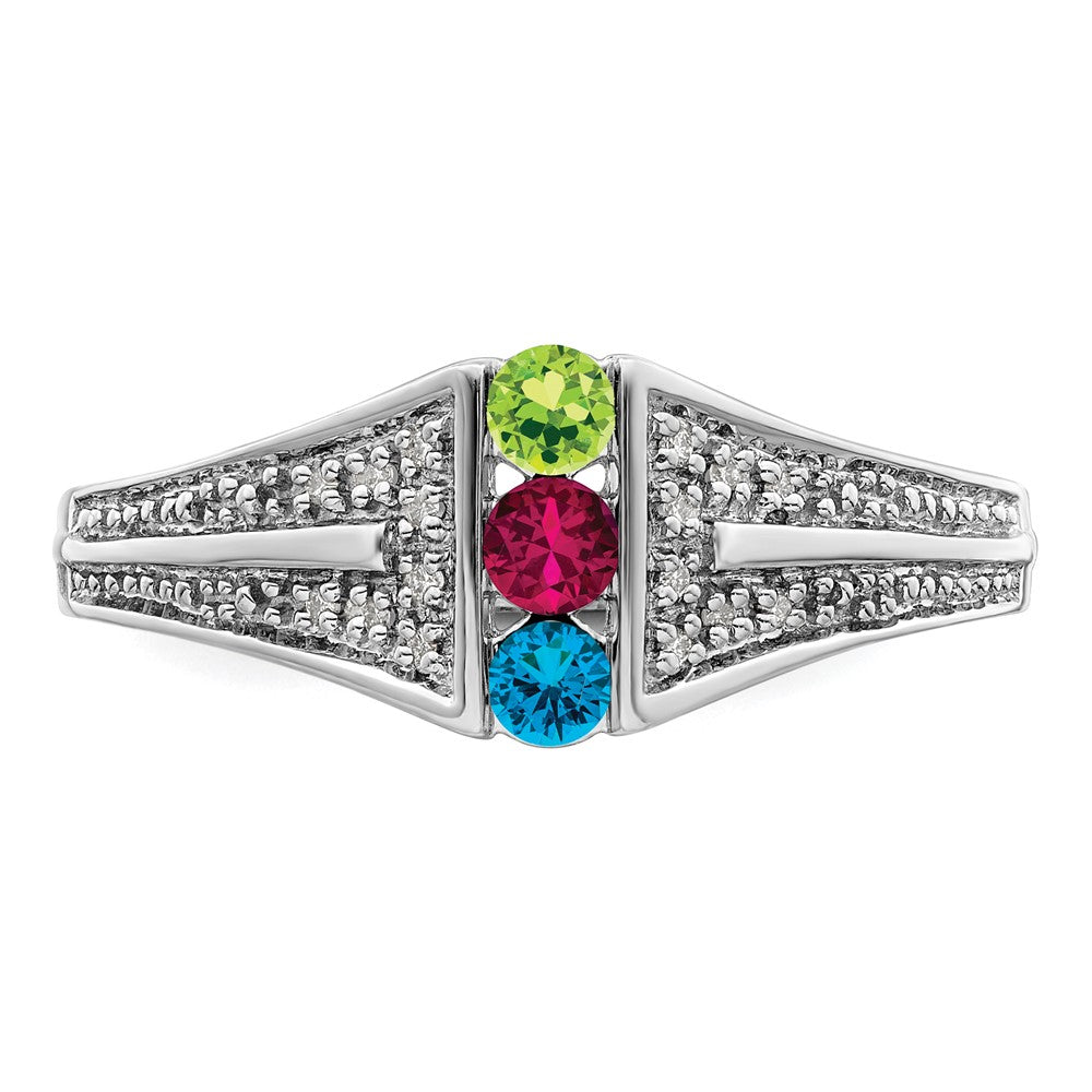 14K White Gold Family Jewelry Genuine Stone & Diamond Set Ring - 42