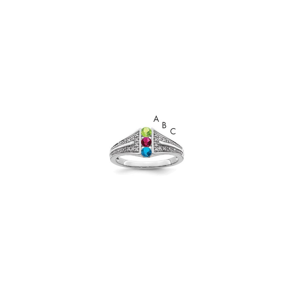 14K White Gold Family Jewelry Genuine Stone & Diamond Set Ring - 42