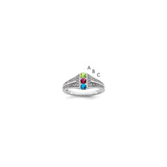 14K White Gold Family Jewelry Genuine Stone & Diamond Set Ring - 42