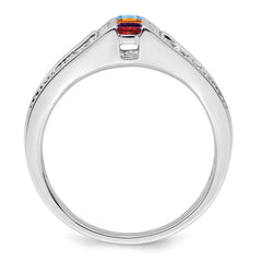 14K White Gold Family Jewelry Synthetic Stone & Diamond Set Ring - 33
