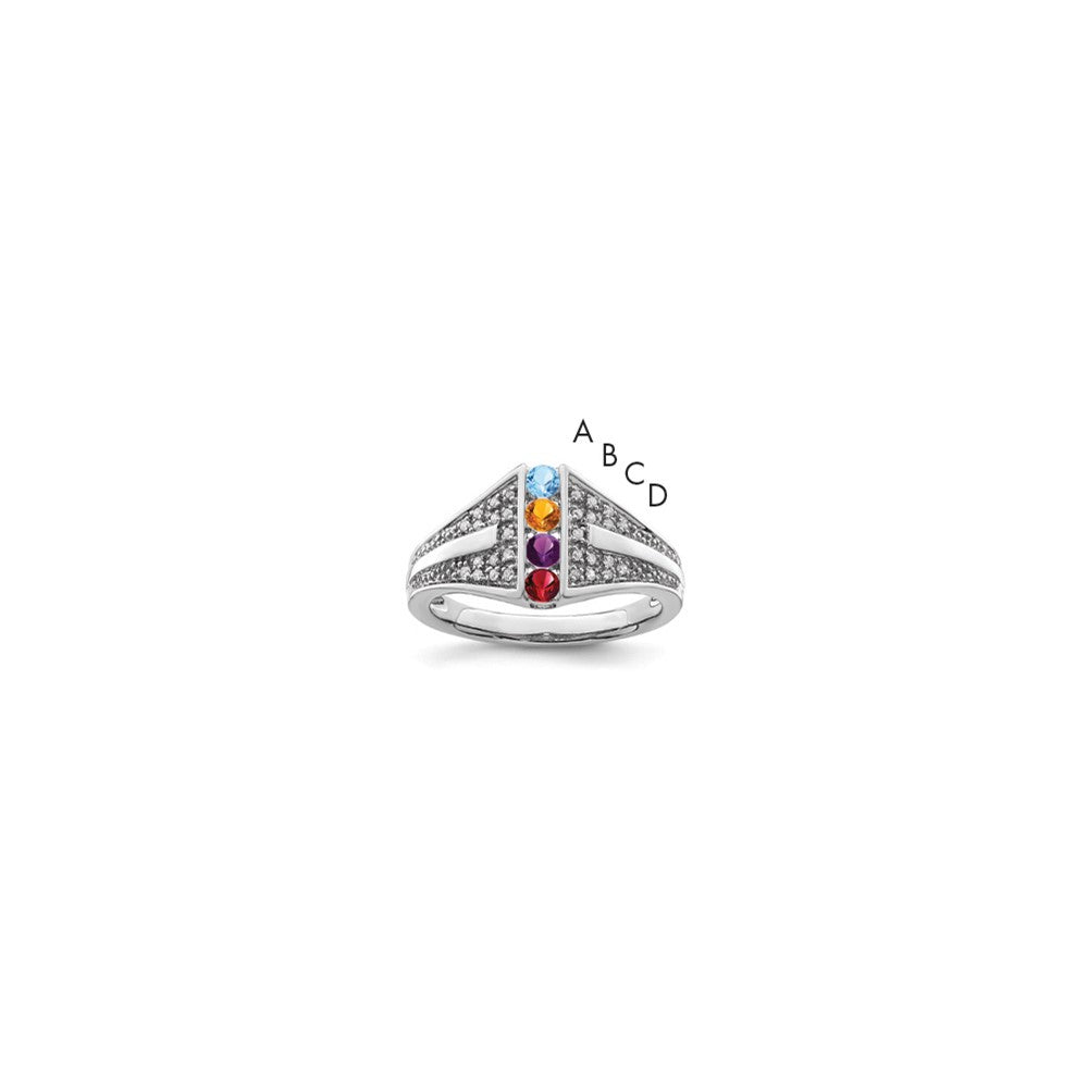 14K White Gold Family Jewelry Synthetic Stone & Diamond Set Ring - 33