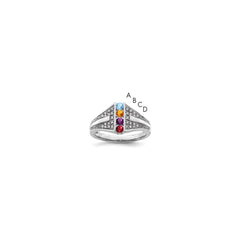 14K White Gold Family Jewelry Synthetic Stone & Diamond Set Ring - 33