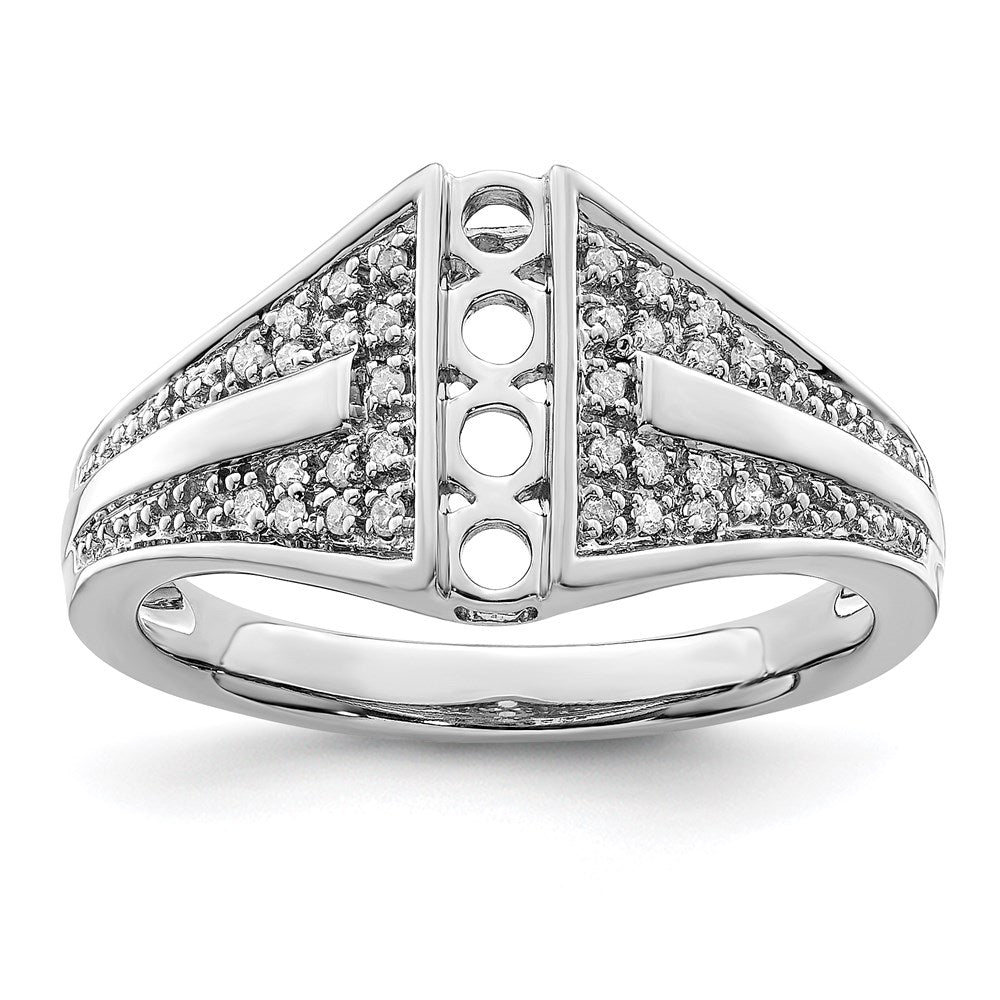 14K White Gold Family Jewelry Synthetic Stone & Diamond Set Ring - 33