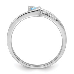 14K White Gold Family Jewelry Synthetic Stone & Diamond Set Ring - 34