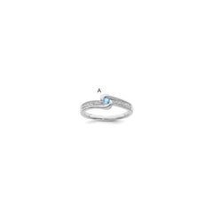14K White Gold Family Jewelry Synthetic Stone & Diamond Set Ring - 34