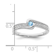 14K White Gold Family Jewelry Synthetic Stone & Diamond Set Ring - 34