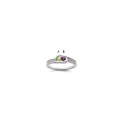 14K White Gold Family Jewelry Synthetic Stone & Diamond Set Ring - 46