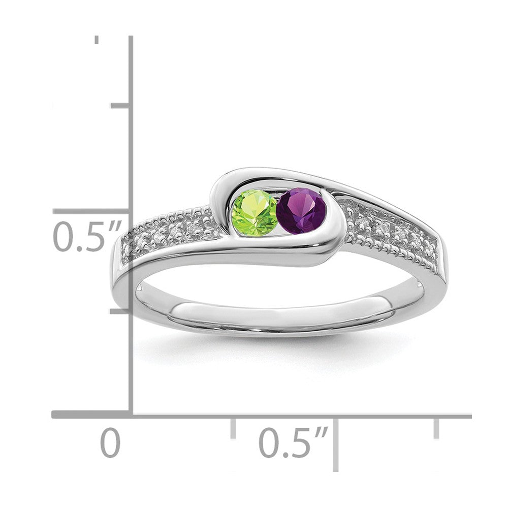 14K White Gold Family Jewelry Synthetic Stone & Diamond Set Ring - 46