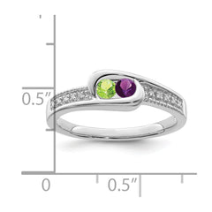 14K White Gold Family Jewelry Synthetic Stone & Diamond Set Ring - 46