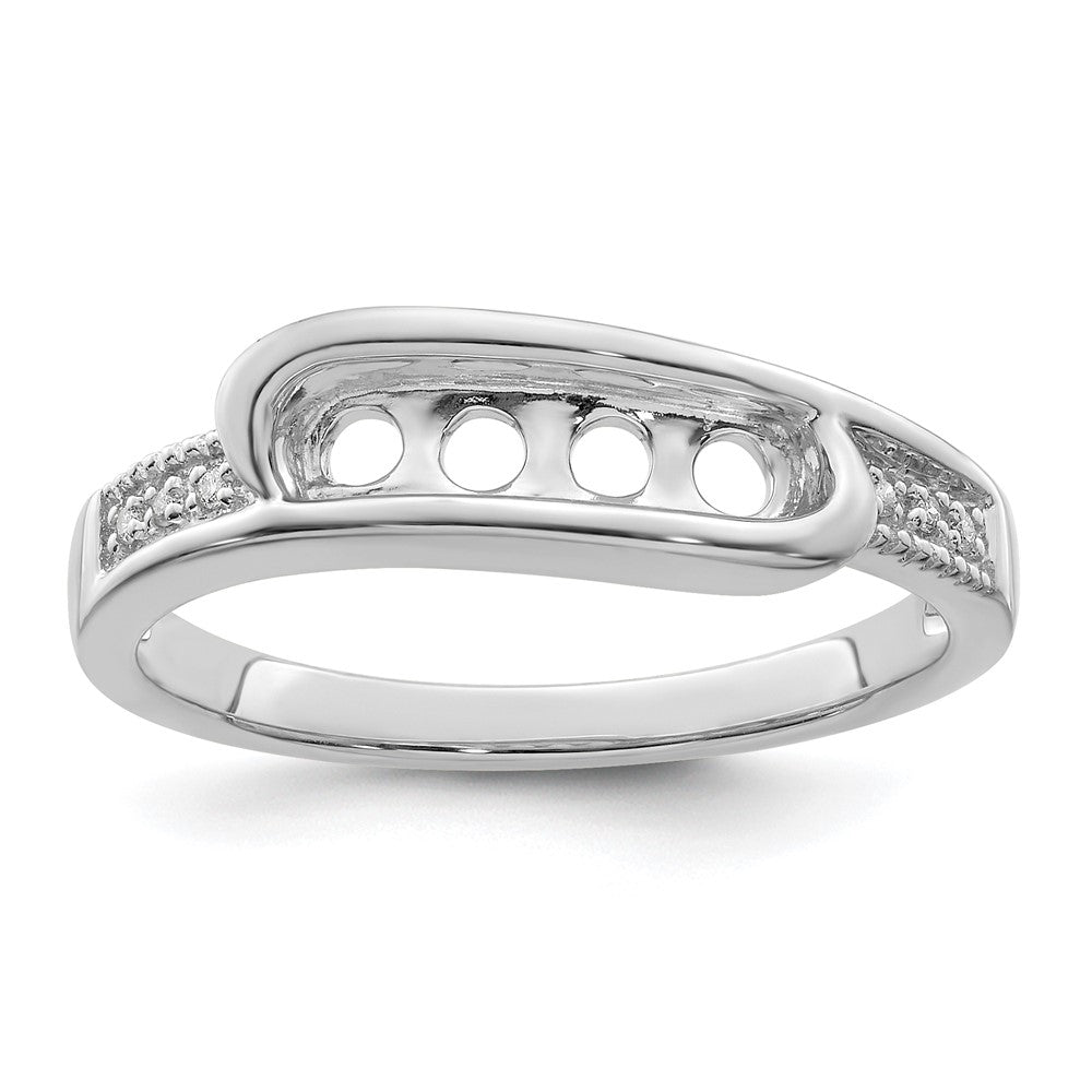 14K White Gold Family Jewelry Synthetic Stone & Diamond Set Ring - 47