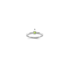14K White Gold Family Jewelry Synthetic Stone & Diamond Set Ring - 35