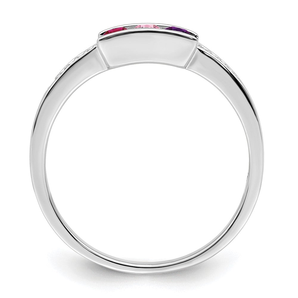 14K White Gold Family Jewelry Genuine Stone & Diamond Set Ring - 13