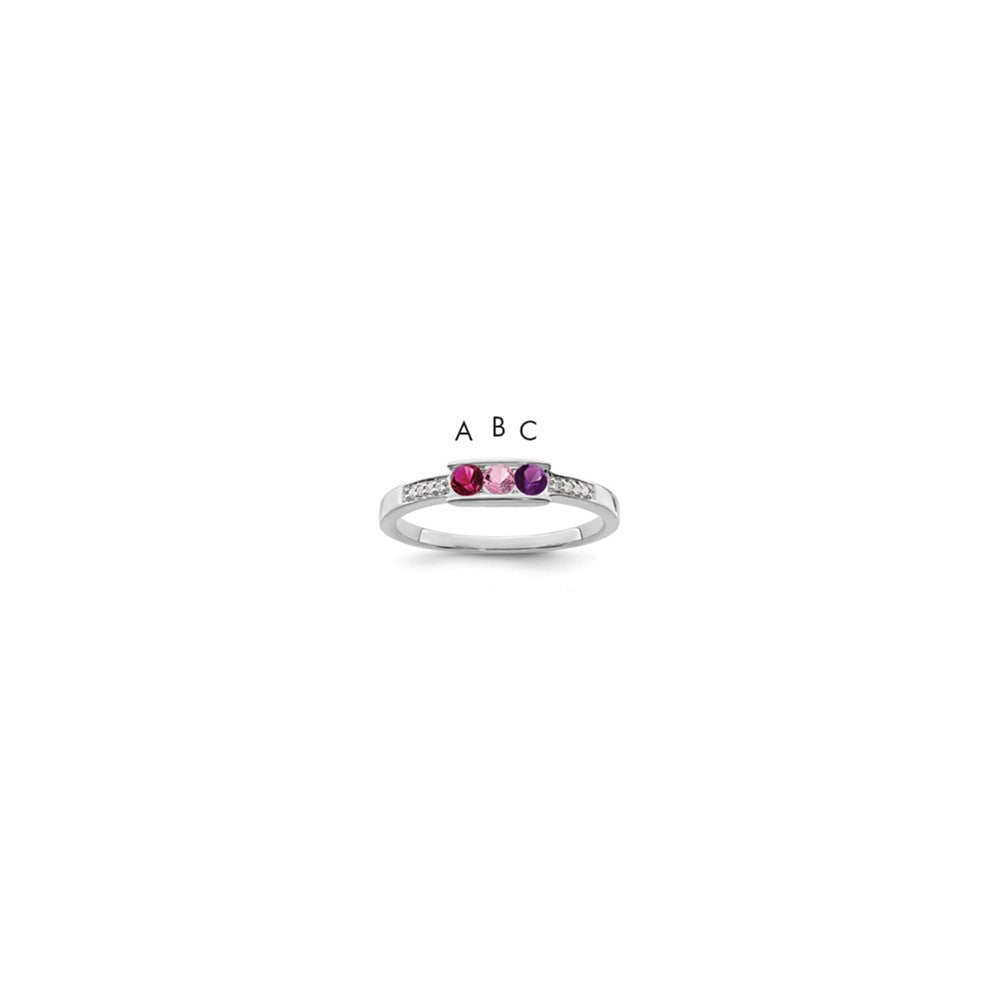 14K White Gold Family Jewelry Genuine Stone & Diamond Set Ring - 13