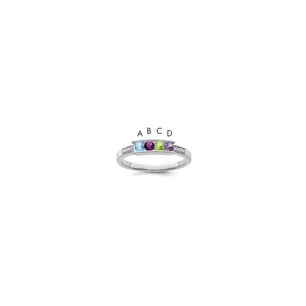 14K White Gold Family Jewelry Genuine Stone & Diamond Set Ring - 43