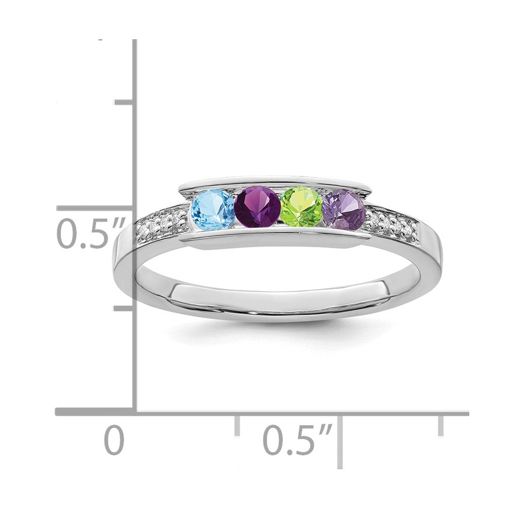 14K White Gold Family Jewelry Genuine Stone & Diamond Set Ring - 43