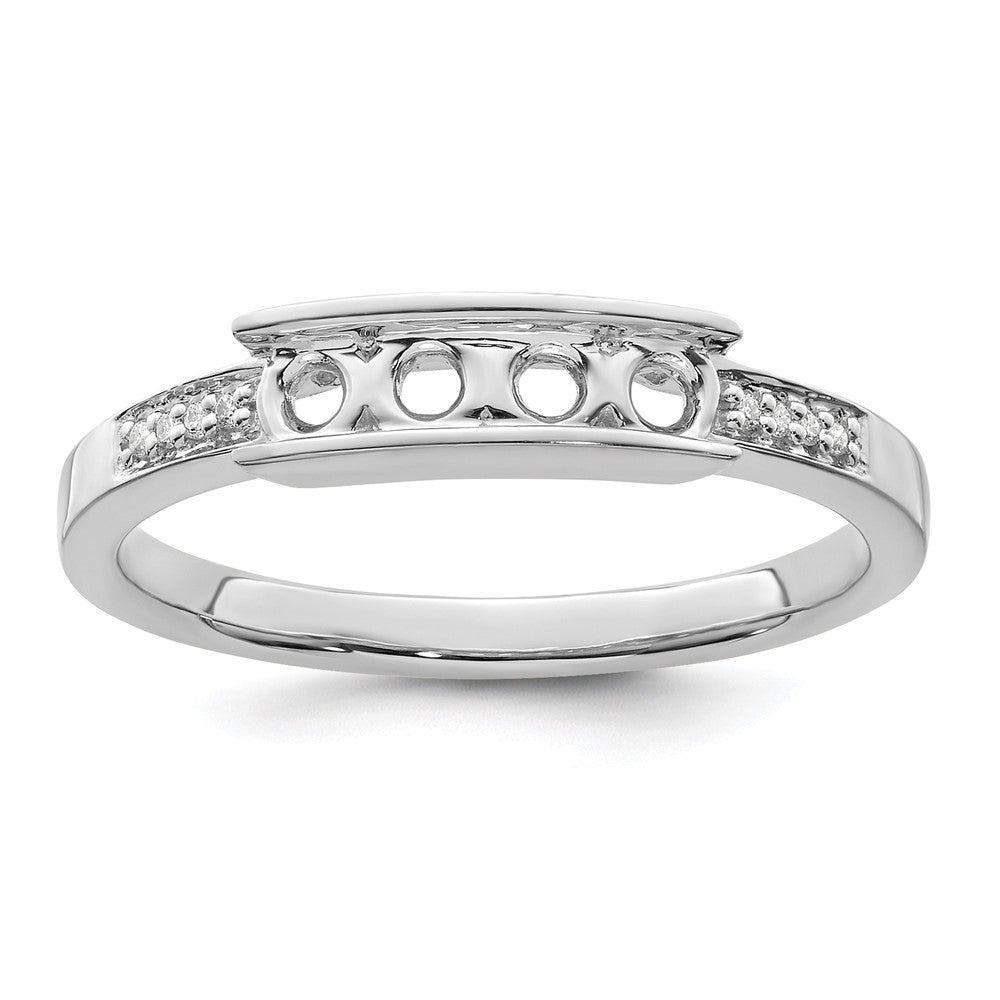 14K White Gold Family Jewelry Genuine Stone & Diamond Set Ring - 43