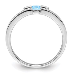 14K White Gold Family Jewelry Synthetic Stone & Diamond Set Ring - 48