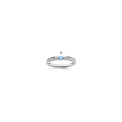 14K White Gold Family Jewelry Synthetic Stone & Diamond Set Ring - 48