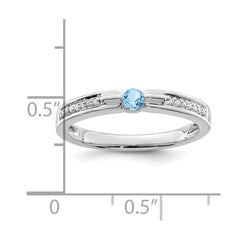 14K White Gold Family Jewelry Synthetic Stone & Diamond Set Ring - 48