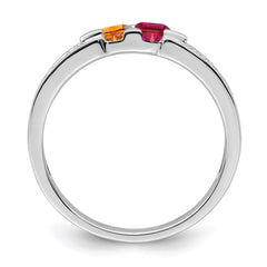 14K White Gold Family Jewelry Synthetic Stone & Diamond Set Ring - 37