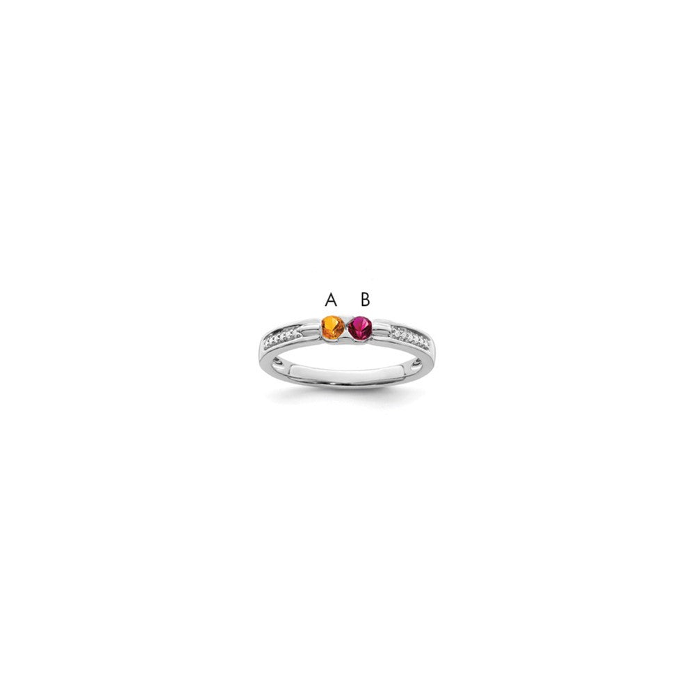 14K White Gold Family Jewelry Synthetic Stone & Diamond Set Ring - 37