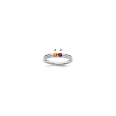 14K White Gold Family Jewelry Synthetic Stone & Diamond Set Ring - 37