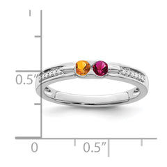 14K White Gold Family Jewelry Synthetic Stone & Diamond Set Ring - 37