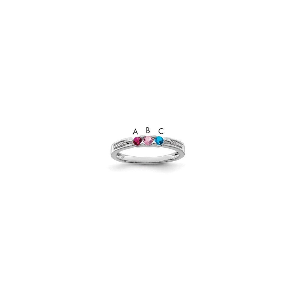 14K White Gold Family Jewelry Synthetic Stone & Diamond Set Ring - 49