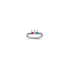 14K White Gold Family Jewelry Synthetic Stone & Diamond Set Ring - 49