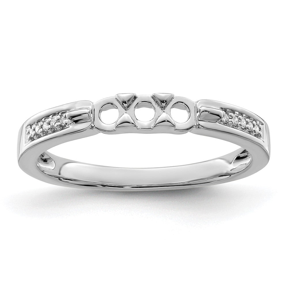 14K White Gold Family Jewelry Synthetic Stone & Diamond Set Ring - 49