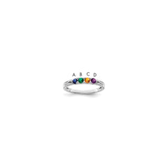 14K White Gold Family Jewelry Synthetic Stone & Diamond Set Ring - 19
