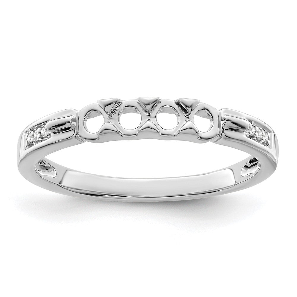 14K White Gold Family Jewelry Synthetic Stone & Diamond Set Ring - 19