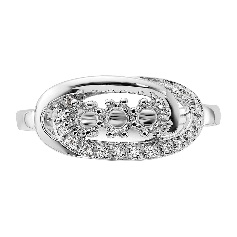 14K White Gold Family Jewelry Diamond Semi-Set Ring - 7