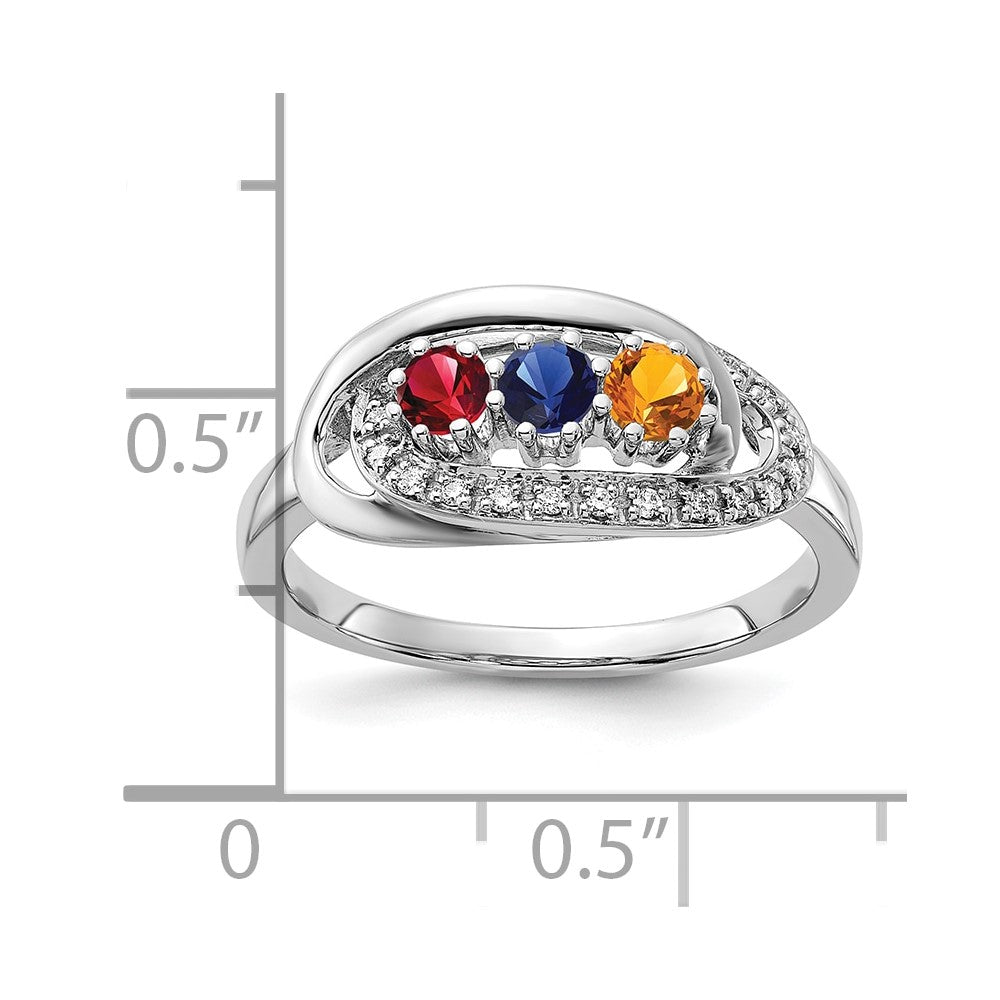 14K White Gold Family Jewelry Diamond Semi-Set Ring - 7