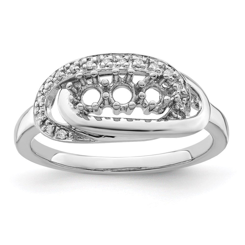 14K White Gold Family Jewelry Diamond Semi-Set Ring - 7