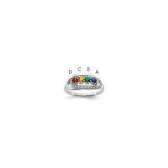 14K White Gold Family Jewelry Synthetic Stone & Diamond Set Ring - 10