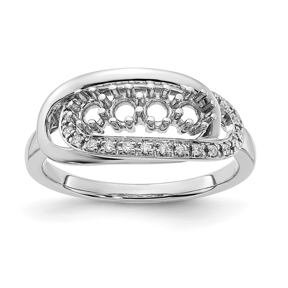 14K White Gold Family Jewelry Synthetic Stone & Diamond Set Ring - 10