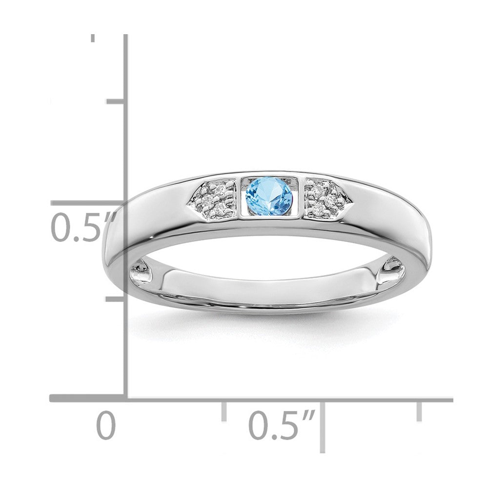 14K White Gold Family Jewelry Genuine Stone & Diamond Set Ring - 14