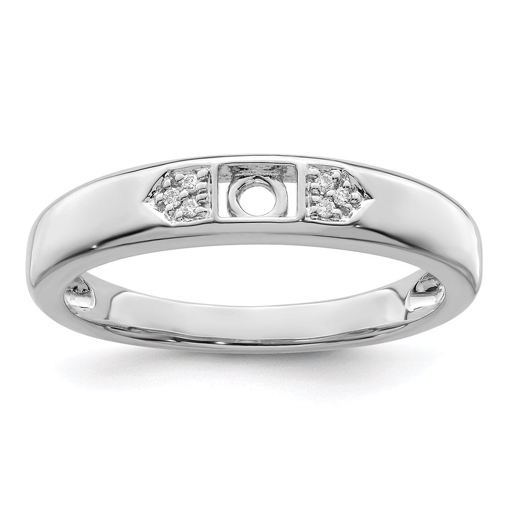 14K White Gold Family Jewelry Genuine Stone & Diamond Set Ring - 14