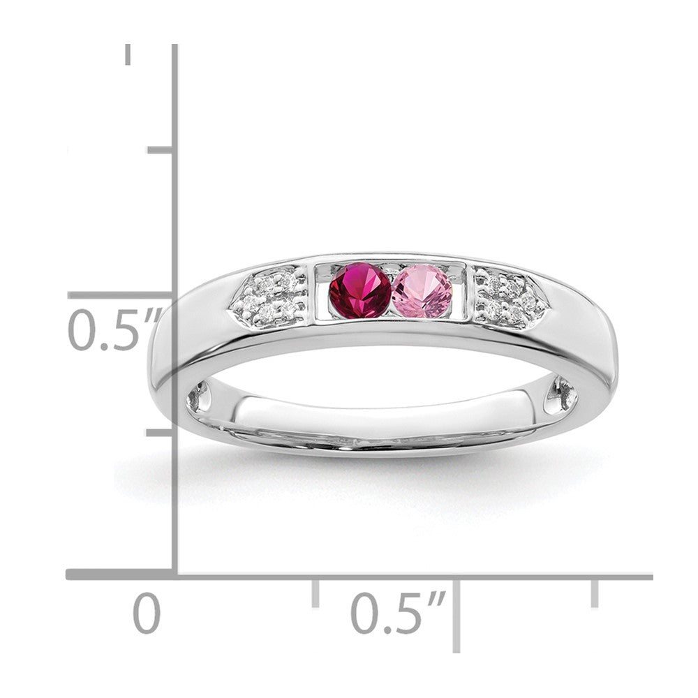 14K White Gold Family Jewelry Genuine Stone & Diamond Set Ring - 48